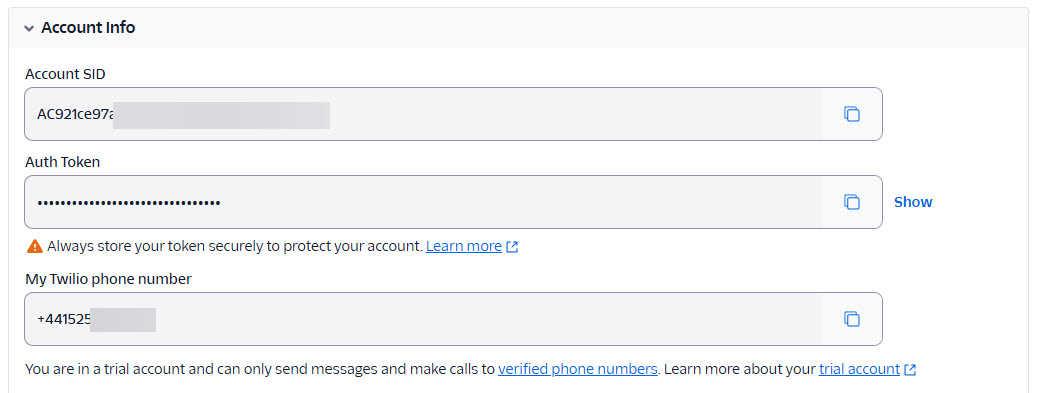 Twilio Account Keys