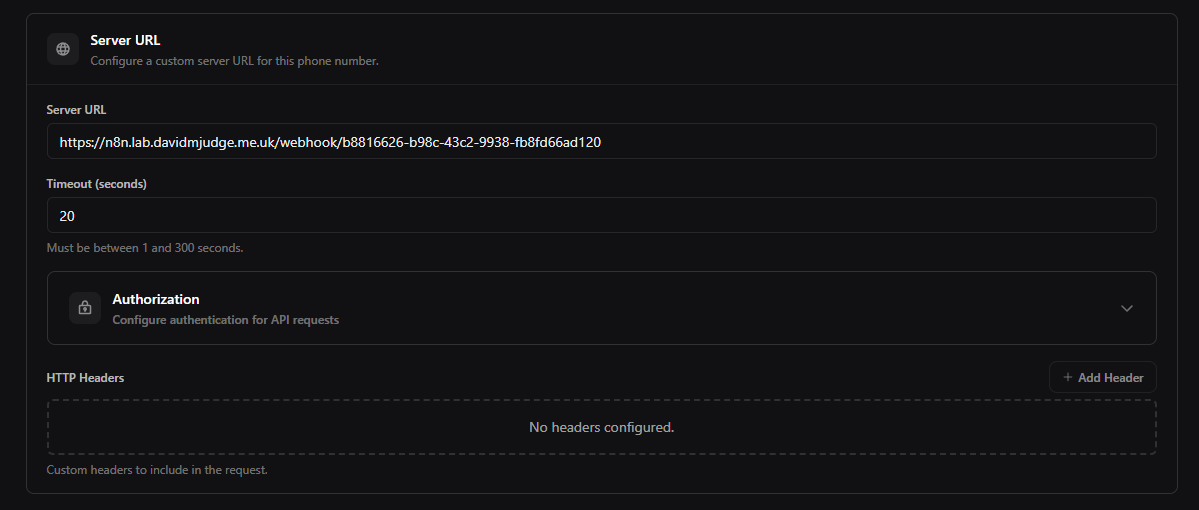 Phone Nr. Webhook Setup