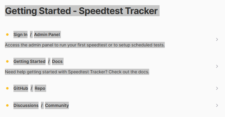 SpeedTracker Start Page